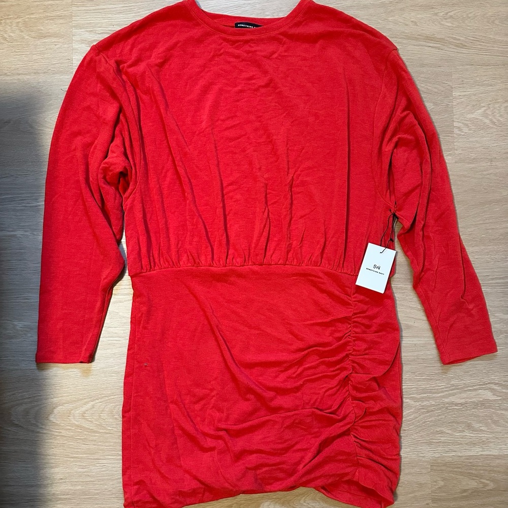 Red Women's Rouched Sweater NWT